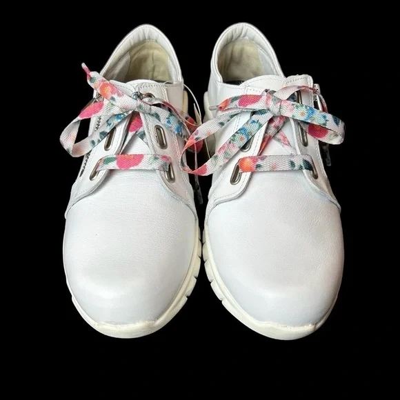 NAOT Eliot’s Top Quality White Leather Lace Up Side Zip Slip Sneakers - Picture 7 of 16